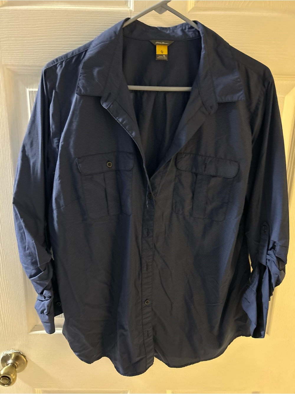 Eddie Bauer Women's Stretch Moisture Wicking Long Sleeve Shirt Size XL Navy Blue